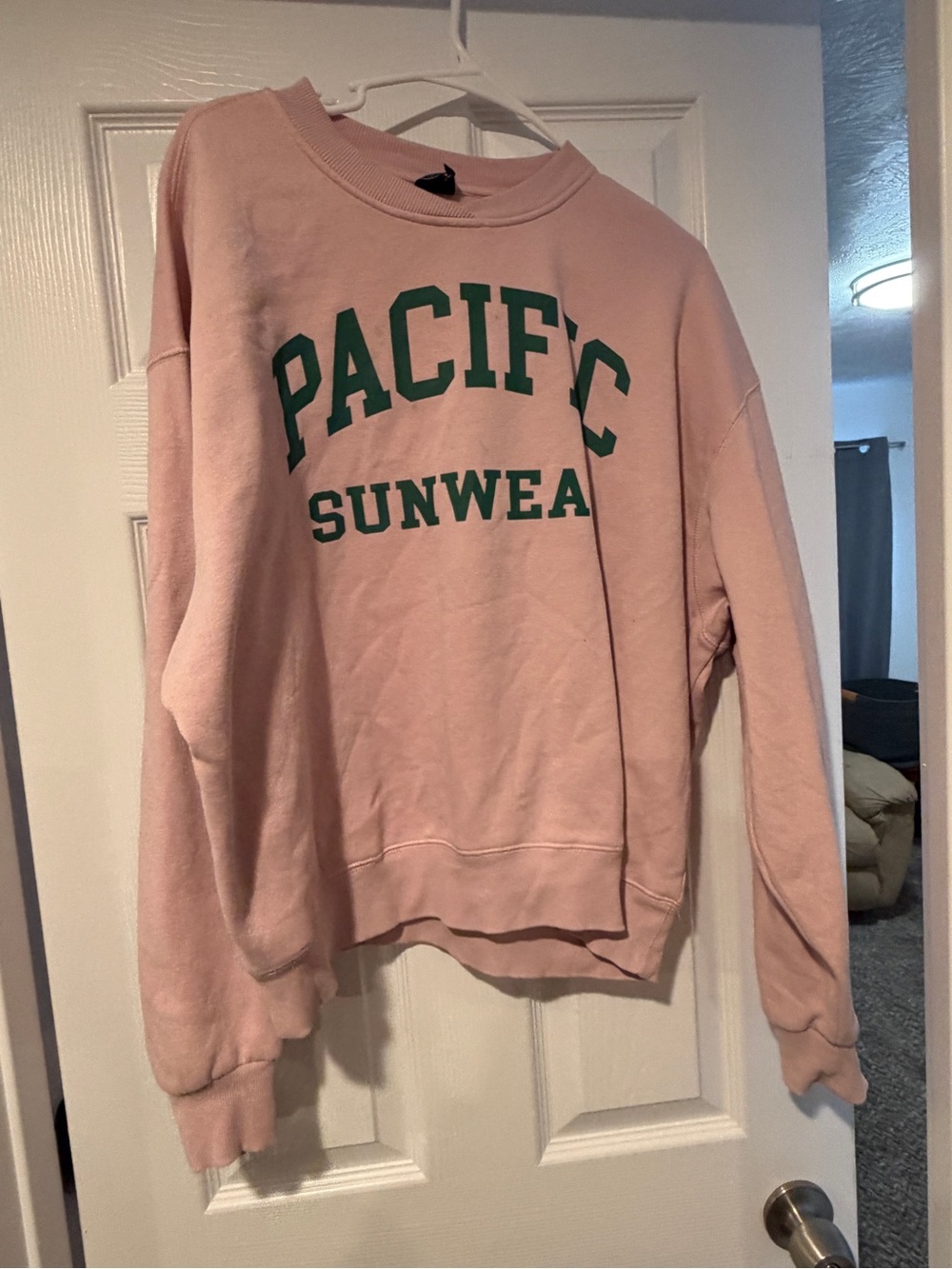 PacSun Pink Crewneck with Green PACIFIC SUNWEAR Logo